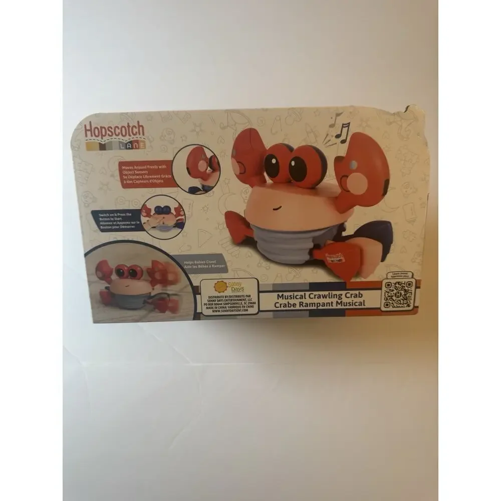 Hopscotch Lane Musical Crawling Crab Baby Toy Lights Sounds 6M+ NIB